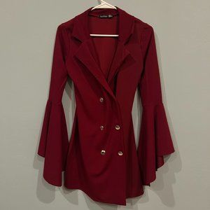 Boohoo Burgundy Blazer Dress
